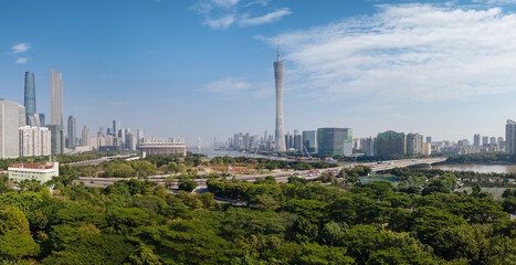 Fototapeta na wymiar Aerial photography of urban architectural landscape along the Pearl River in Guangzhou