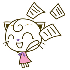 Kitty Girl, Cat Meow feel Happy, Vector illustration