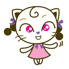 Kitty Girl, Cat Meow feel Happy, Vector illustration
