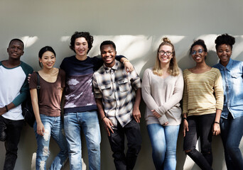Group of diverse college students