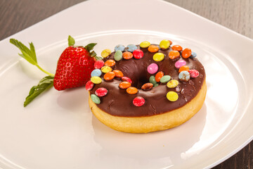 Glaze cundy donut with chocolate