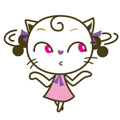 Kitty Girl, Cat Meow Say No, Vector illustration