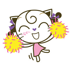 Kitty Girl, Cat Meow is happy, Vector illustration