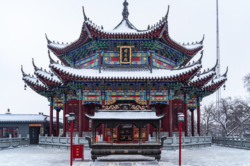 chinese temple in the snow