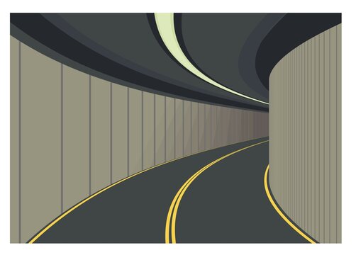 Inside of road tunnel. Simple flat illustration