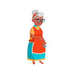 old lady cooking on kitchen cartoon vector. old lady cooking on kitchen character. isolated flat cartoon illustration