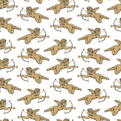 Cupid with an arrow, Valentines Day pattern