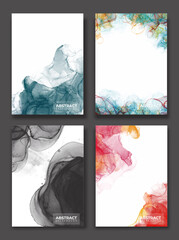 set of abstract colorful ink background