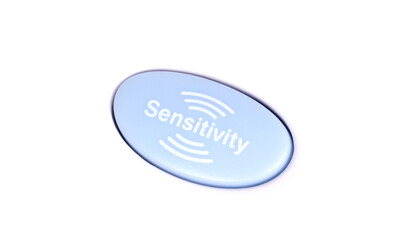Blue button with the word 'Sensitivity' on it