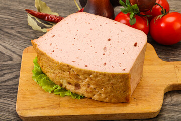 Homemade baked traditional meat loaf