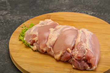 Raw chicken boneless and skinless leg