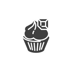 Chocolate cupcake vector icon