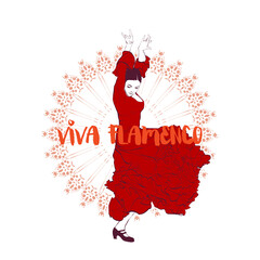 Naklejka premium Viva flamenco, spanish girl dances a flamenco