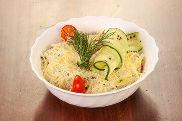 Traditional Russian salad with mayonnaise
