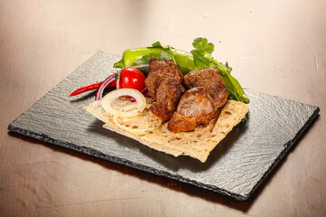 Caucasian traditional Pork kebab shashlik