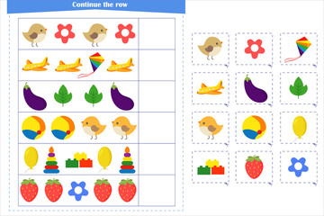  Logic game for children. Continue with a series of elements. Development of attention, memory, thinking