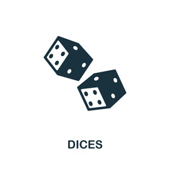 Dices icon. Monochrome simple element from fortune teller collection. Creative Dices icon for web design, templates, infographics and more