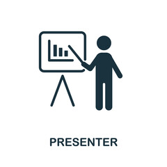 Presenter icon. Monochrome simple element from presentation collection. Creative Presenter icon for web design, templates, infographics and more