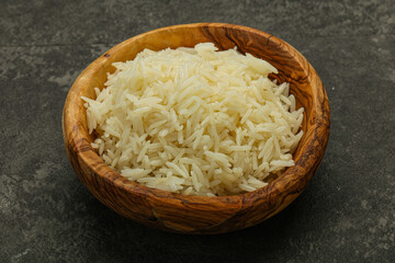 Steamed basmati rice in the bowl