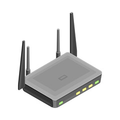 Wifi Router with Antenna as Wireless Network Communication Technology Isometric Vector Illustration
