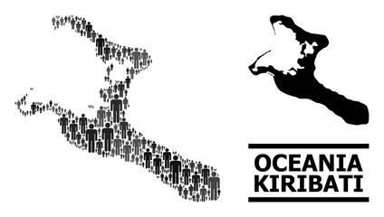 Fototapeta premium Map of Kiribati Island for politics posters. Vector demographics abstraction. Abstraction map of Kiribati Island organized of crowd elements. Demographic scheme in dark gray color variations.