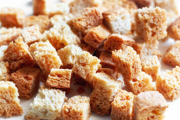 rusks of white sliced bread close-up