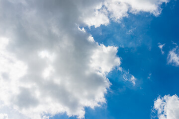 White and gray clouds in blue sky.nice day during the hot spring or summer season.copy space.