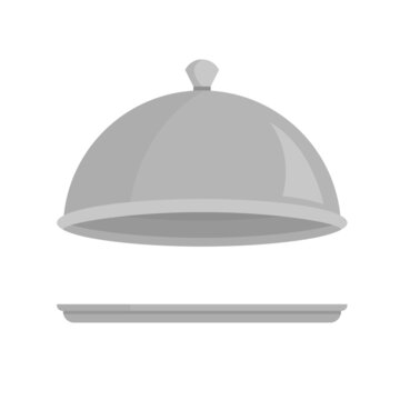 Vector of an elegant grey stainless steel cover of dinner serving plate
