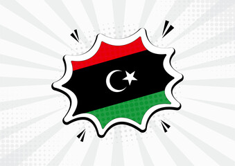 Artistic Libya country comic flag illustration. Abstract flag speech bubble pop art vector background