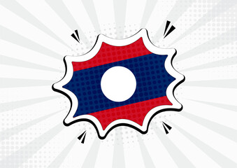 Artistic Laos country comic flag illustration. Abstract flag speech bubble pop art vector background