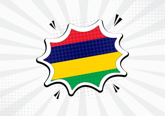 Artistic Mauritius country comic flag illustration. Abstract flag speech bubble pop art vector background
