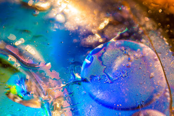 Colourful Oil Drop On Water Abstract Background, Oil Drop On Water 