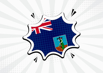 Artistic Montserrat country comic flag illustration. Abstract flag speech bubble pop art vector background