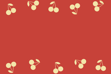 さくらんぼの背景　長方形　レトロ