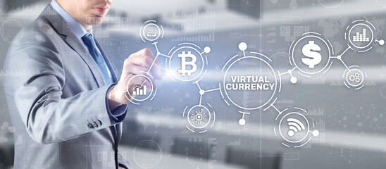 Virtual Currency Exchange Investment concept. Financial Technology Background