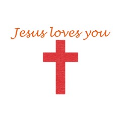 Obraz premium Christian cross and quote Jesus loves you icon isolated on white background