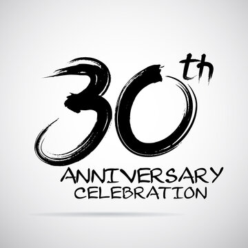 Vector Brush Calligraphy 30 years anniversary Sign Isolated on Grey Background