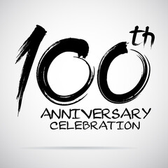 Vector Brush Calligraphy 100 years anniversary Sign Isolated on Grey Background