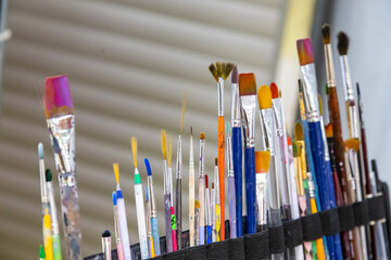 brushes and paints