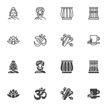 Indian culture icon set