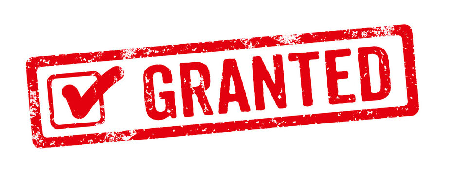 Red stamp on a white background  - Granted