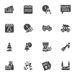 Happy new year vector icons set