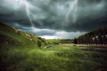storm clouds over the mountains