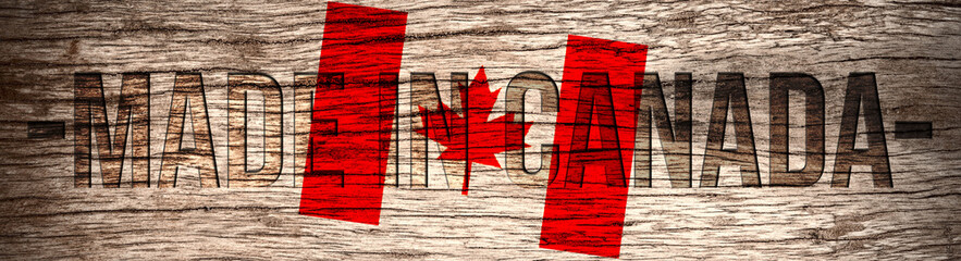 Flagge von Kanada und Slogan Made In Canada