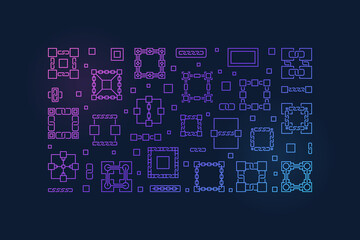 Fototapeta premium Block Chain concept horizontal colored banner. Vector illustration