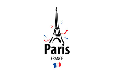 Fototapeta na wymiar Vector icon of the Eiffel Tower in Paris drawn by hand