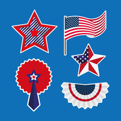 five USA independence emblems