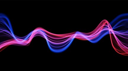Abstract blue and red lines background. Flow dynamic wave. Digital data structure. Future mesh or sound wave. Motion visualization. Magic vector illustration.