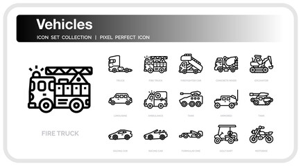 Vehicles icon set