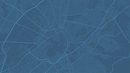 Blue Athens City area vector background map, streets and water cartography illustration.